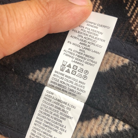 Lucky Brand Caftan Open Cardigan Brown/Black Plaid Women’s Size M Poncho Shawl - Picture 8 of 16